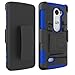 LG Leon Case, LG Power Case, EC™ Hybrid Dual Layer Combo Armor Protective Case Cover with Kickstand and Locking Belt Swivel Clip for LG Tribute 2/ LG Leon LTE C40 (Black+Dark Blue)