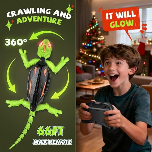SLEEPHEAD® Wall Climbing Gecko Toy, Remote Control Lizard Crawler with LED Lights for Kids, Crawling Christmas Birthday Gifts, Gecko Wall Climbing Toy for Boys and Girls