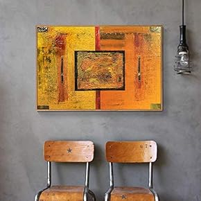 Floating Framed Canvas Wall Art for Living Room, Bedroom Golden Abstract Oil Painting Canvas Prints for Home Decoration Ready to Hang - 16x24 inches