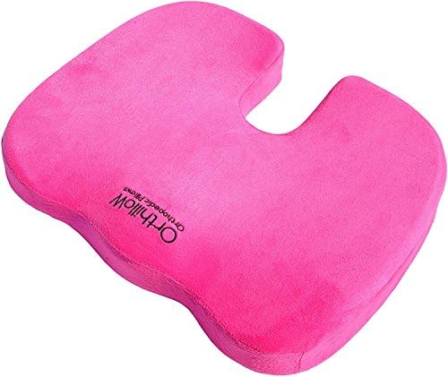 U shaped Seat Cushion. Orthopedic Comfort Foam helps Coccyx, sciatica, Tailbone Support, Lower back pain. Promotes healthy spine posture. Uses Like patio chair, Maternity, Car, Travel. Hot Pink.