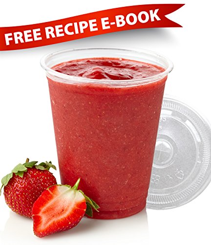 16oz Plastic Cups with Lids for Cold Drinks, Iced Coffee, Smoothie, Boba Bubbles and Ice Tea | Pack of 80 Disposable Cups with Flat Lids for Party Supplies and Office Use - RECIPE E-BOOK INCLUDED - Thumbnail 5