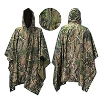 YFjyo Waterproof Rain Poncho - Leisure Rain Cape Raincoat for Hunting Camping Military Cycling, Hiking - Camouflage Hooded Rain Poncho Rain Jacket