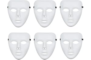 6Pcs Halloween Mask, Cosplay Mask for Halloween Masquerade,Full Face Plastic Plain Costume Party Dance Crew for Hip Hop Dance