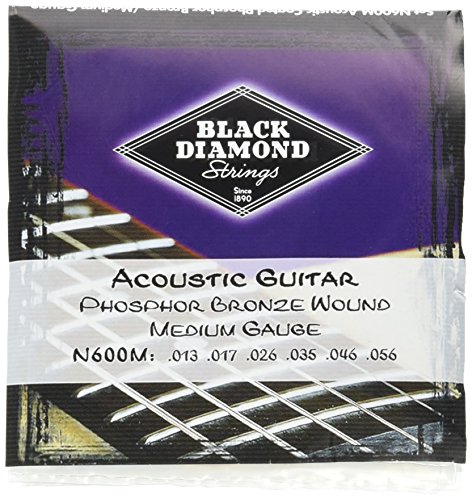 UPC 800022860039, Black Diamond N600M Phosphor Bronze Acoustic Guitar Strings, Medium