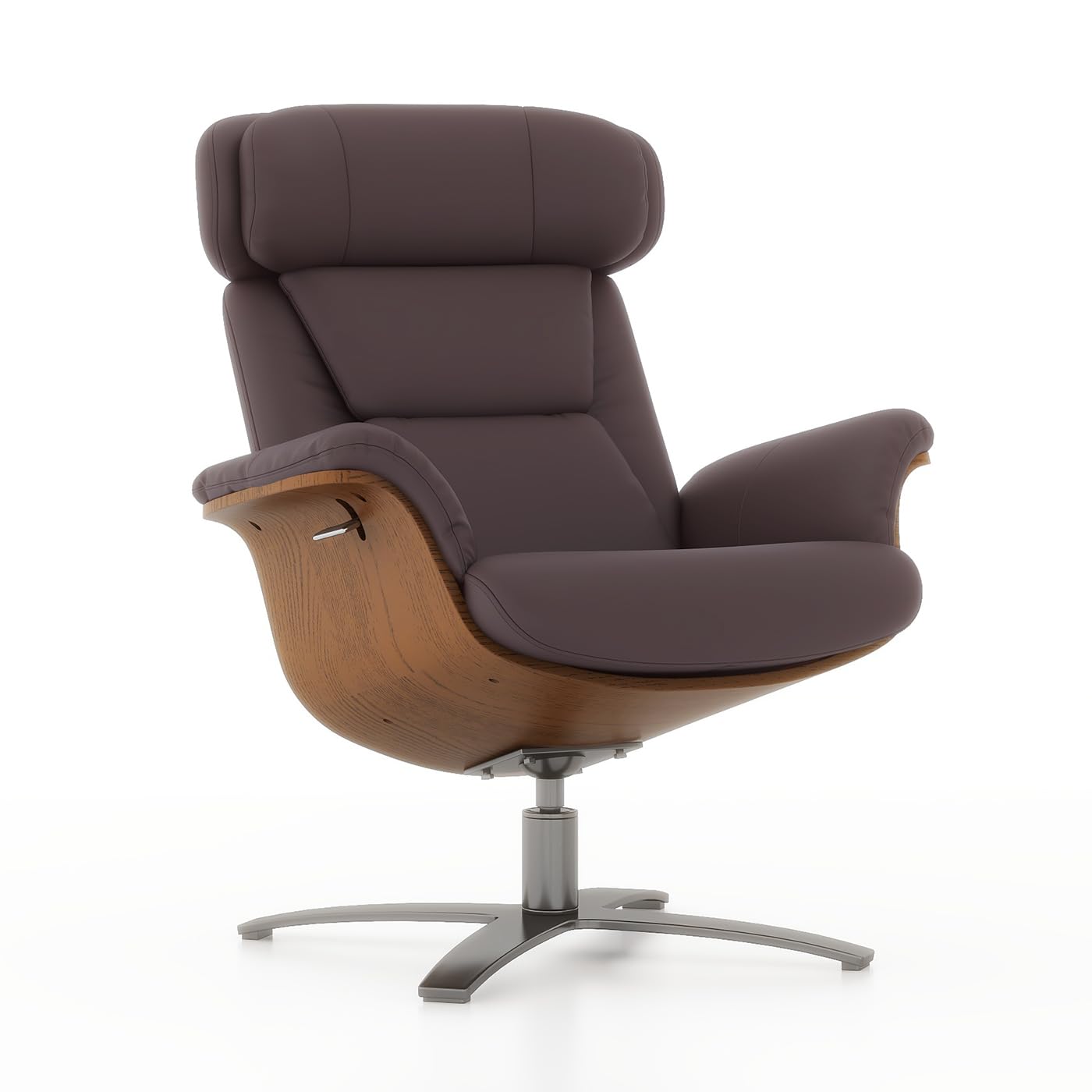 Photo 1 of *BOX 2/2* Jovan 31.5" Mid-Century Modern Genuine Leather Recliner Lounge Chair, Cacao Espresso Brown Leather