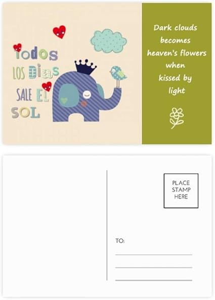 Cartoline Di Ringraziamento Con Corona Elefante Nuvola Uccellino Poesia Set Di Biglietti Di Ringraziamento Pezzi Amazon It Cancelleria E Prodotti Per Ufficio