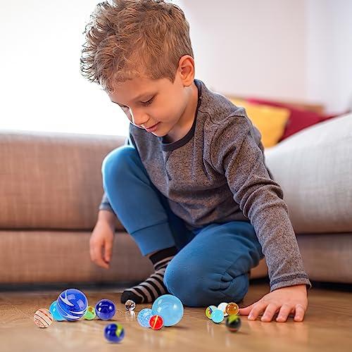 AMOR PRESENT 85PCS Space Marbles for Kids, Marbles Assorted Sizes Planet Marbles Marbles Bulk for Space Party Favor DIY Home Decor