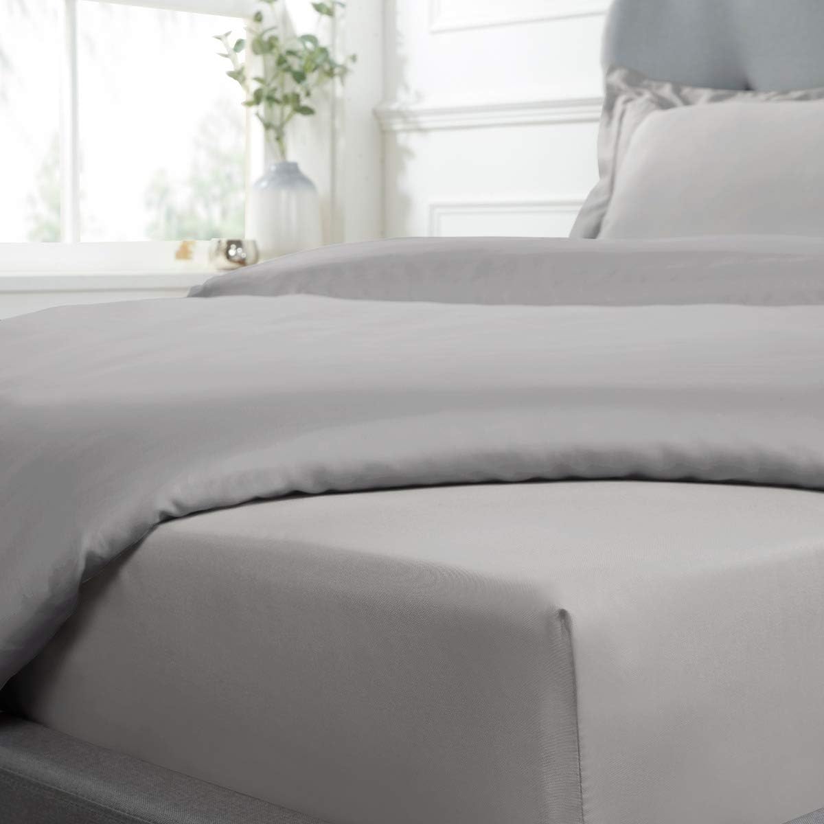 "Sleepdown 100% Cotton Sateen Anti-Allergy Fitted Sheet 16""/40cm Extra Deep 300 Thread Count Luxury Bedsheet Bed Linen - Image 3