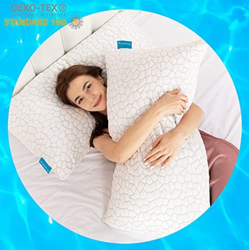SUPA MODERN Cooling Bed Pillows for Sleeping 1 Pack Shredded Memory Foam Pillows Adjustable Cool Pillow for Side Back Stomach Sleepers Luxury Gel Pillows Standard Size with Washable Removable Cover