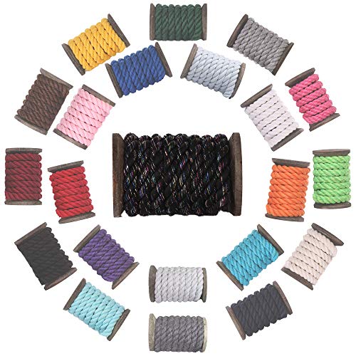 image for FMS Ravenox Natural Twisted Cotton Rope | (Black Glitter)(5/8 Inch x 1