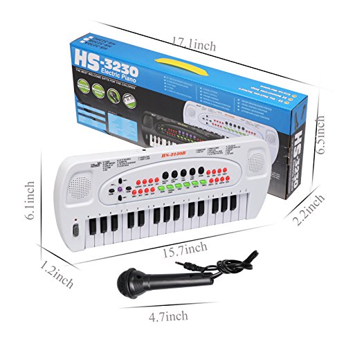 aPerfectLife Piano Kids, 32 Keys Multifunction Electronic Kids Piano Keyboard Musical Instrument Kids Microphone (White)