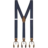 Buyless Fashion Suspenders For Men - 48" Adjustable Straps 1 1/4" - Y Back With Clips And Buttons