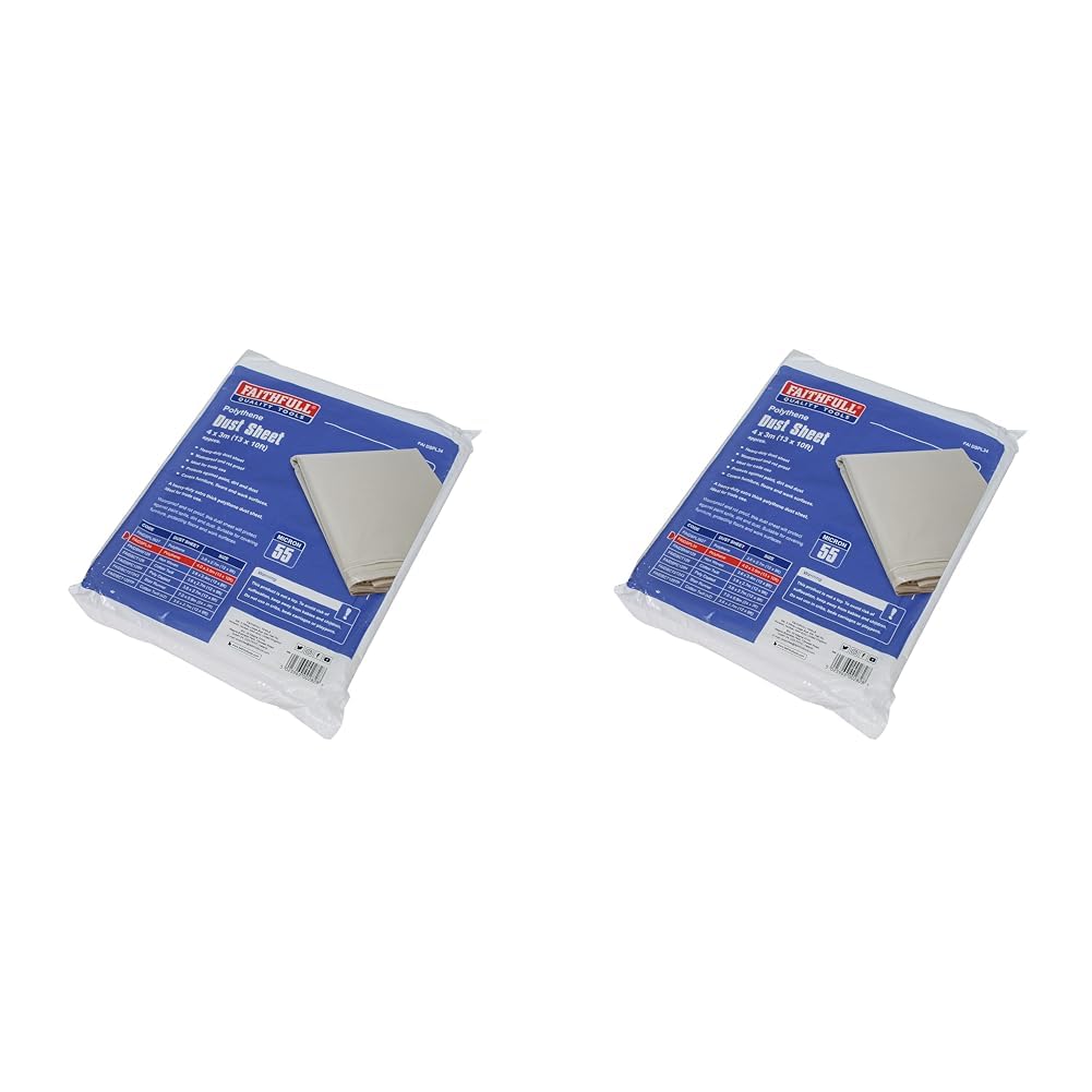Heavy-Duty Polythene Dust Sheet 3 x 4m (Pack of 2)