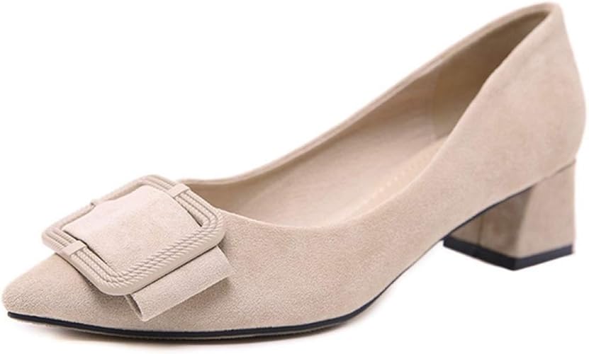 Amazon Com Joybi Women Thick Heels Pumps Non Slip Square Buckle