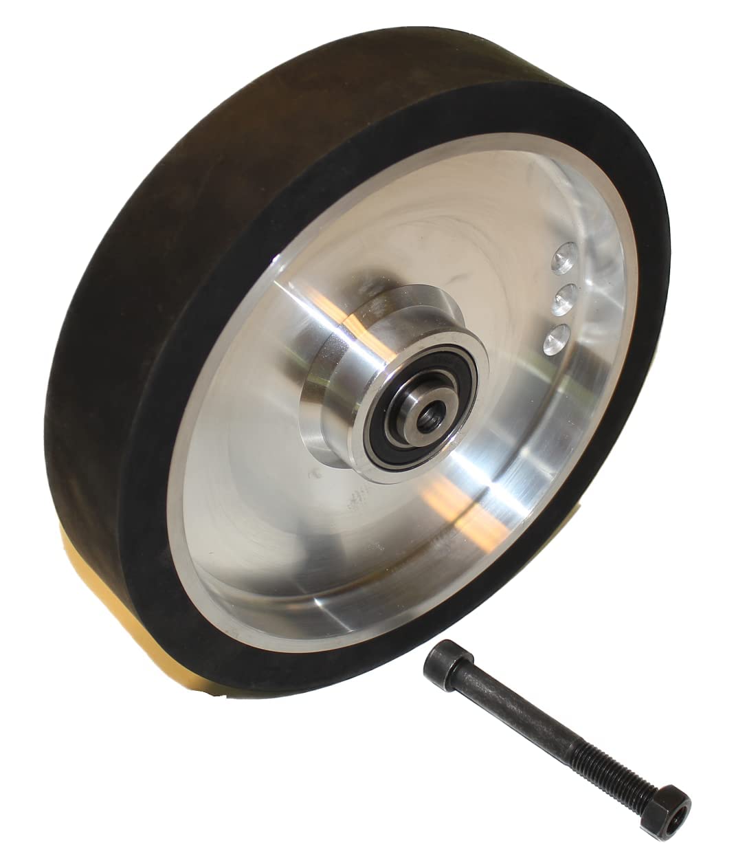 300 x 50 mm rubber contact wheel belt sander smooth surface aluminium core - with 12 mm shaft - ready for assembly