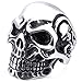 INBLUE Men's Stainless Steel Ring Silver Tone Black Skull Bone Size12