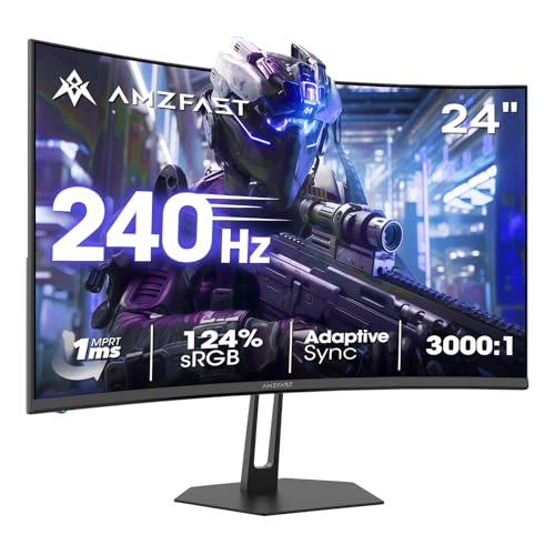Amzfast 24 Inch 240Hz 1ms Curved Gaming Monitor