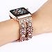GEMEK Retro Bracelet Compatible with Apple Watch Band Rose Gold 42mm 44mm, Elastic Stretch Faux Crystal Agate Straps Replacement Compatible with iWatch Women Wristbands Series 5/4/3/2/1 Cuff (Pink)