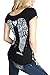 Demi Loon Sexy Women's Biker Tee| Gothic Slashed Angel Wings Country Tattoo Tee É Black