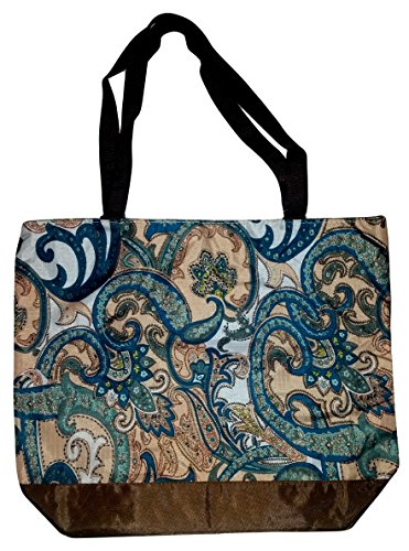 Lunar Lily Large Tote Bag Floral Paisley (Paisley Turquoise)
