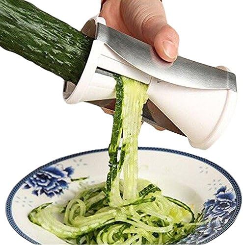 Just easy Spiral Slicer Spiralizer Complete Bundle - Vegetable Cutter - Zucchini Pasta Noodle Spaghetti Maker - Whtie