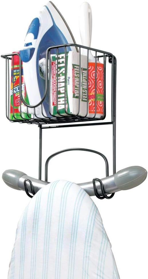 mDesign Wall Mounted Ironing Board Holder Metal Ironing Board Rack Practical Ironing Board