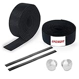 LYCAON Bicycle Handlebar Tape by | Road Bike Handle Bar Tapes with Finishing Tapes and Bar End Plugs, Also Suitable for Badminton Rackets Racquet Tennis Finishing Rod Grips (Black)