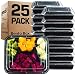 GUFARO Premium Meal Prep Containers Reusable 32oz - GIANT 25 Pack. Choose 1, 3, 4 Compartment with Matching Airtight Freshness Lids. BPA Free, Microwavable Bento Lunch Box (4 Compartment)