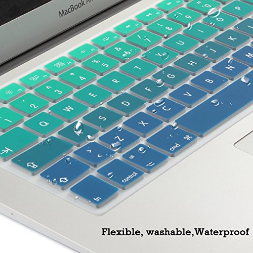 Batianda Spanish ESP New Ombre Color Keyboard Cover Protector Waterproof Silicone Skin for MacBook Air 13" Mac Pro 13" 15" 17" (with or without Retina Display) (Green Gradient)