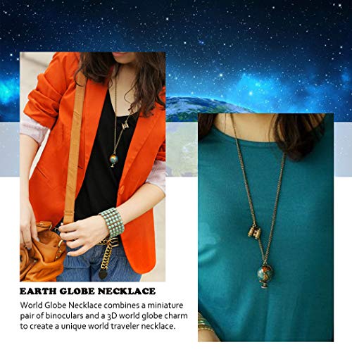 Barogirl Earth Globe Necklace Telescope Vintage World Travel Accessories Jewelry for Women and Girls