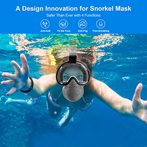 lynker Maschera Subacquea, Maschera Snorkeling con Visuale Panoramica 180° Design Pieno Facciale, Compatibile con Videocamere Sportive Maschera Anti-Appannamento Impermeabile Anti-Perdite per Adulti