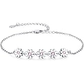 Palpitate Daisy Bracelet Sterling Silver Dainty Jewelry Non Tarnish for Women Mom Mothers Her Daisy Gift on Birthday Anniversary Christmas