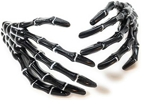 Skeleton Hand Hair Clips - Cute Creepy Scary and Spooky Japanese Pastel Goth Punk Harajuko Halloween Costume Cosplay Accessory - Guaranteed to Give You Chills - Many Colors Available (1 pair) (Black)