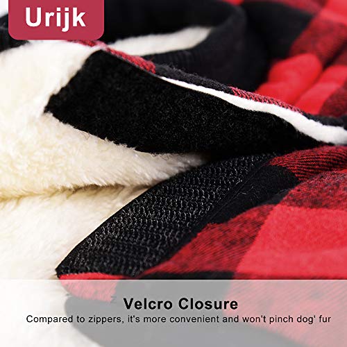 Urijk Dog Winter Coat Plaid Hoodie Jacket, Soft Warm Fleece British Style Hooded Dog Cold Weather Coat, Windproof Snow Proof Dog Winter Clothes Dog Snowsuit Apparel for Small Puppy Medium Large Dogs - Thumbnail 7