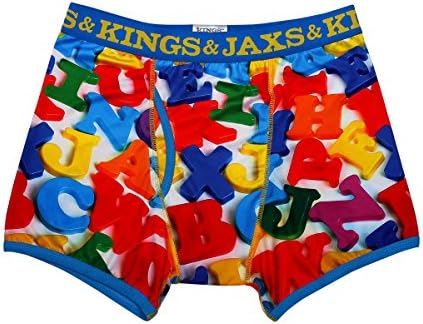 Kings and Jaxs Men's ABCs Boxer Briefs (Multicolor, Large)