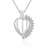 LGSY 925 Sterling Silver Cubic Heart Cage Pendants Crafting Charm for DIY Necklace Bracelet Jewelry Making