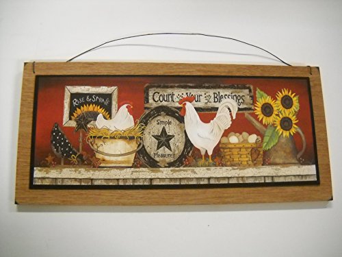 Rooster Country Kitchen Wooden Wall Art Sign Farm Decor