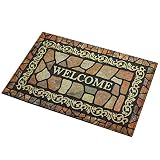 Eanpet Front Door Mat Funny Doormat Welcome Mats 2x3 Thin Outdoor Indoor Entrance Doormat Rubber Non Slip Rug Outside Waterproof Shoes Scraper Area Rug for Home Decor Bedroom Garden - Teal Welcome