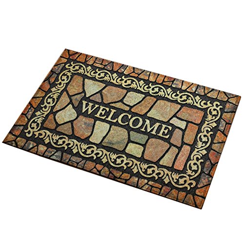 Eanpet Front Door Mat Funny Doormat Welcome Mats 2x3 Thin Outdoor Indoor Entrance Doormat Rubber Non Slip Rug Outside Waterproof Shoes Scraper Area Rug for Home Decor Bedroom Garden - Teal Welcome