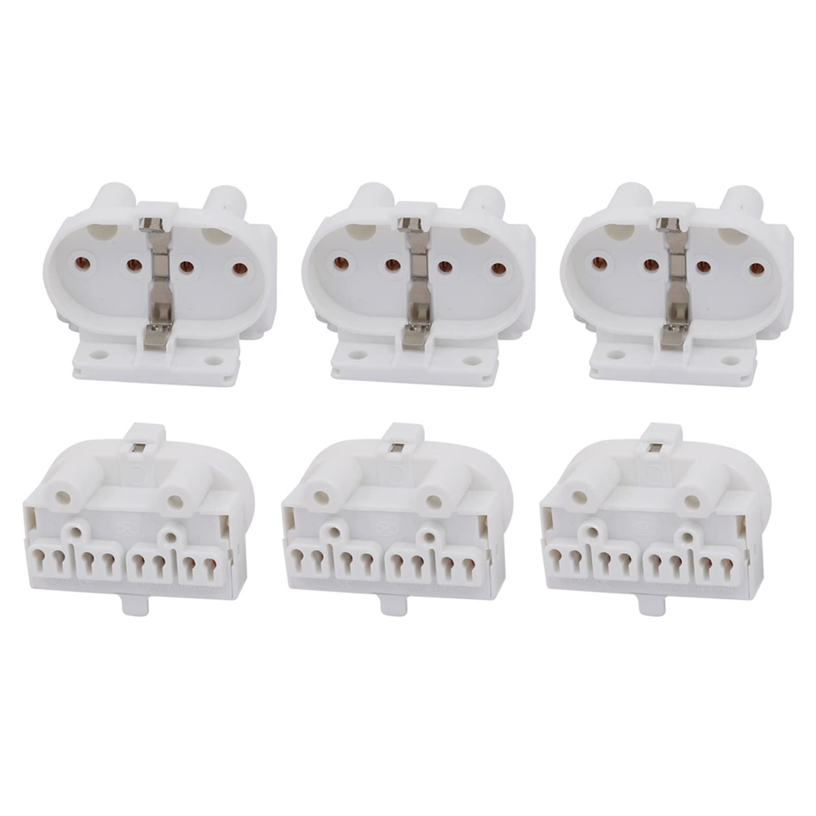YOKIVE 6 Pcs H Lamp Fluorescent Light Holder, 2G11 Base Single Head Socket Light Replacement Parts, Great for Home, Office (White, 2A, AC 500V)