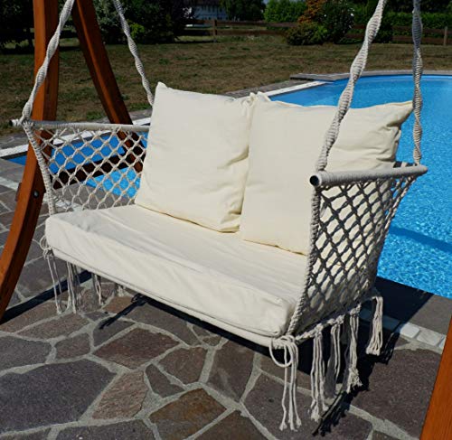 ALEOS. Design Hollywood Schaukel mit Sitzbank Waikiki aus Holz Lärche mit Dach – Bild 4