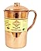 Indian Art Villa Handmade Copper Pitcher Jug 40 US Fluid Ounce Combo with Set of 2 Copper Glass Tumbler Cups 10 Fluid Ounce Brown