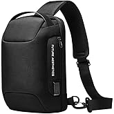 BANGE Sling Bag for Men, Waterproof Crossbody Backpack, USB Charging Shoulder Bag, Daypack for Travel, Work, Hiking