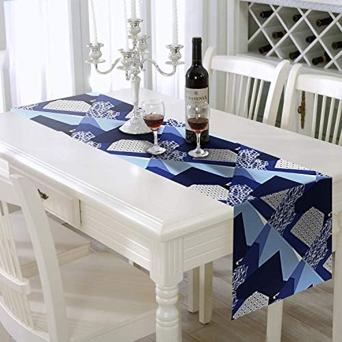 AAYU Geometric Imitation Linen Table Runner 14 x 108 inches (35.56 cm X 274cm) Decorative Runner for Dining Room Party Event Wedding Decorations