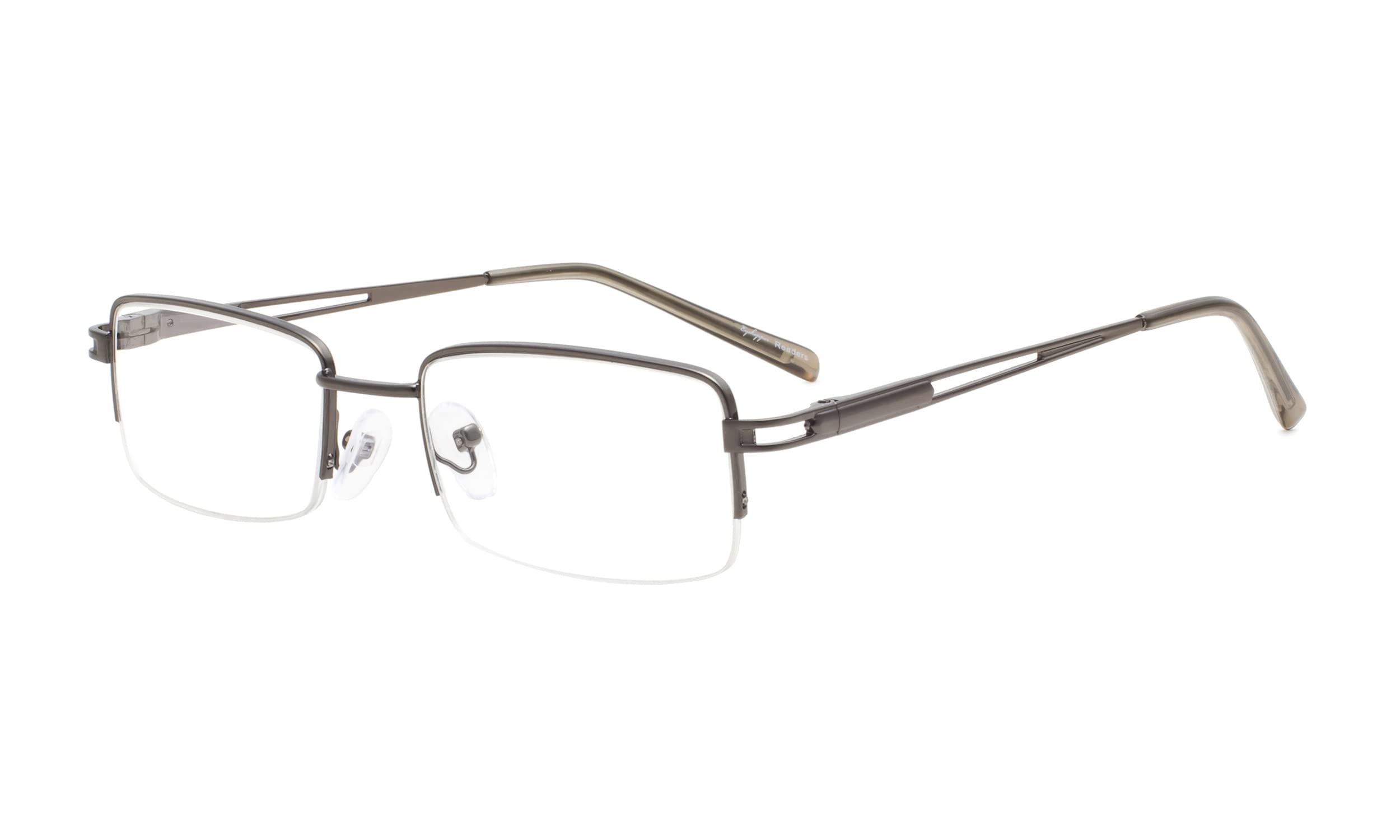 Eyekepper Readers Rectangle Half-Rim Spring Temples Reading Glasses Gunmetal +1.5