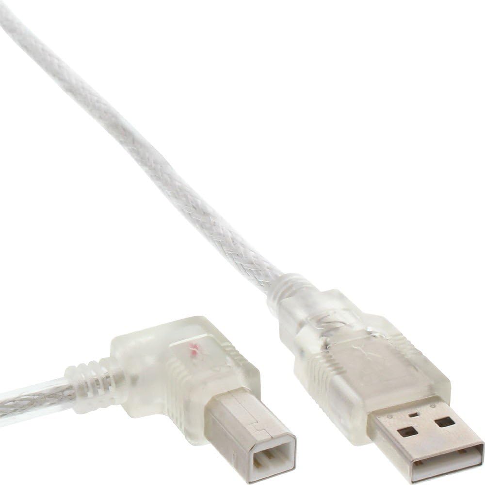 InLine 34517L USB 2.0 Cable A to B Left Angled Transparent 0.5m, 0.5 Meters