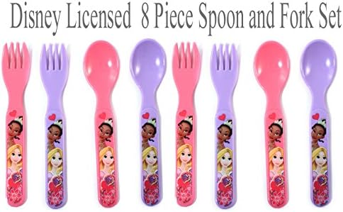 Disney Princess Children Utensils Featuring Rounded Edges 4 Sets (8 Piece).