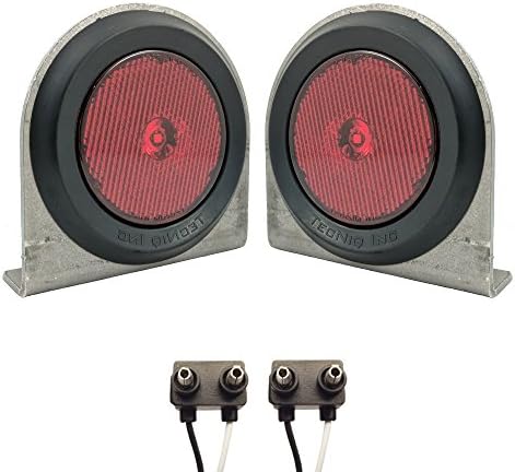 Pair of LED Low-Profile 2.5" RED Side Markers - LED Light Kit w/Steel Mounting Brackets, Wire Plugs, & Grommets - LED Trailer Truck RV Lights (2.5" Round LED, Red)