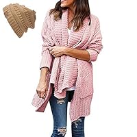 Binghang Womens Cardigan Sweaters Open Front Long Sleeve Loose Chunky Knit Cardigans Outwears