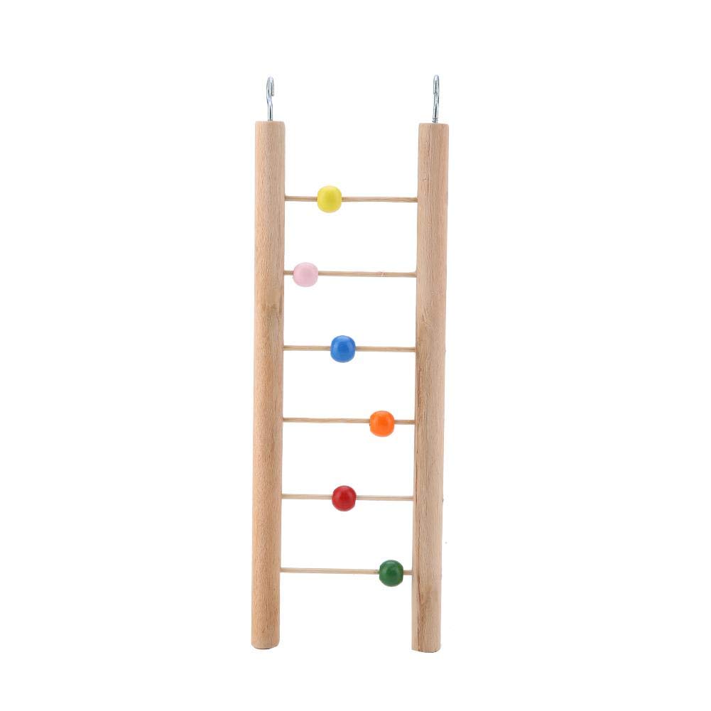 Sheens Parrot Wooden Ladder Perch Pet Birds Climbing Hanging Swing Toy for Parakeet Cockatiel Macaw African Grey Cockatoo Lovebird Finch(Beads)